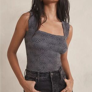 Free People Love Letter Cami Gray Patterned Women's Top